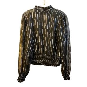 Women’s Express Elegant Black Sheer Sparkly Top - Size L - MINT CONDITION